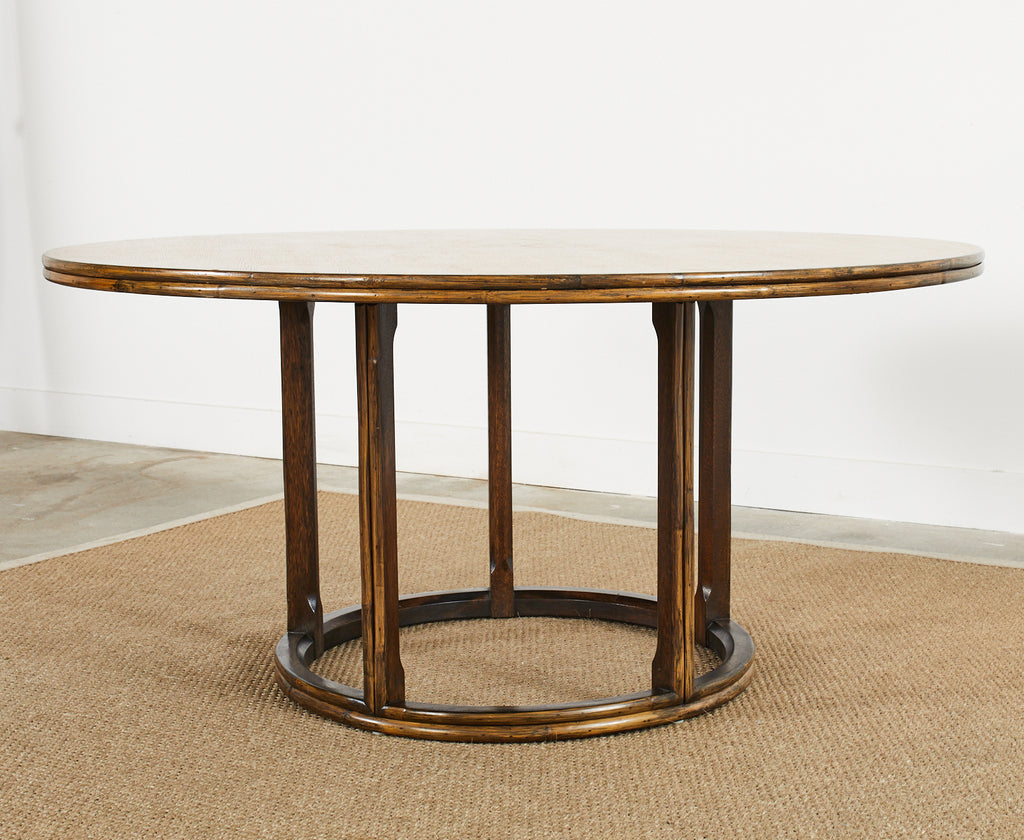 McGuire Organic Modern Round Rattan Oak Dining Table