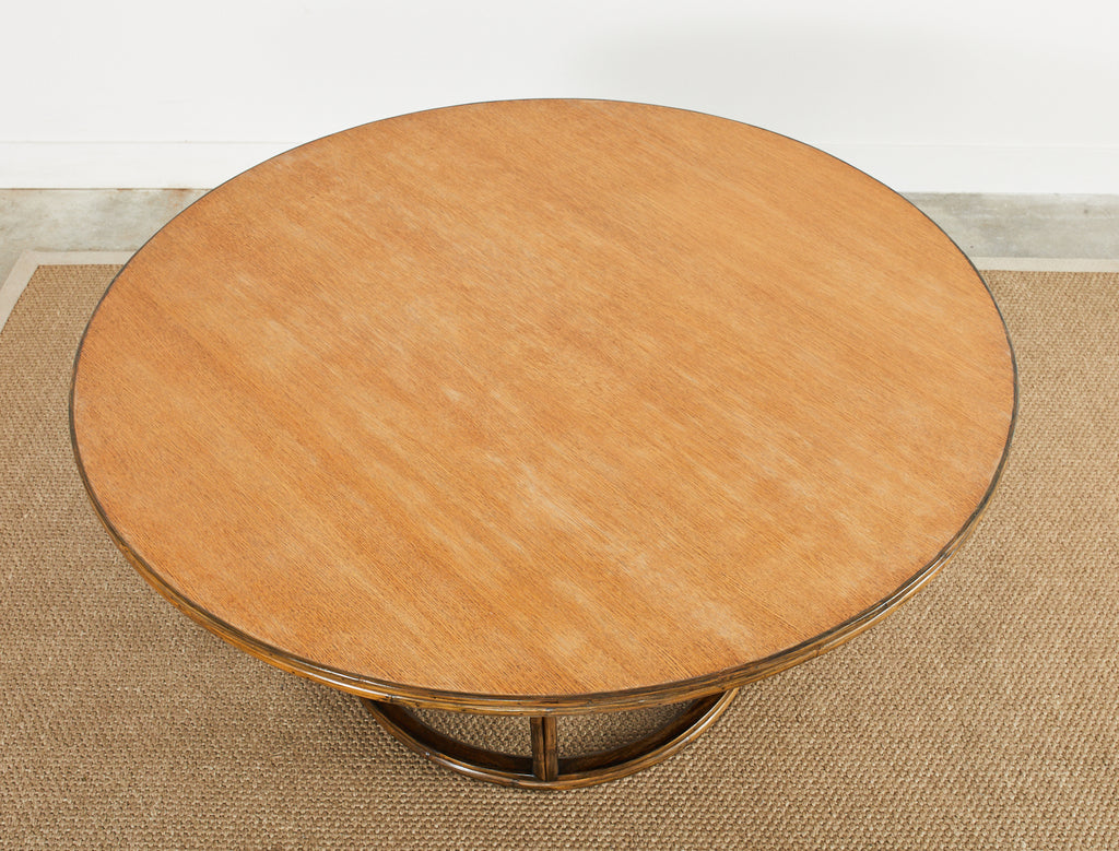 McGuire Organic Modern Round Rattan Oak Dining Table