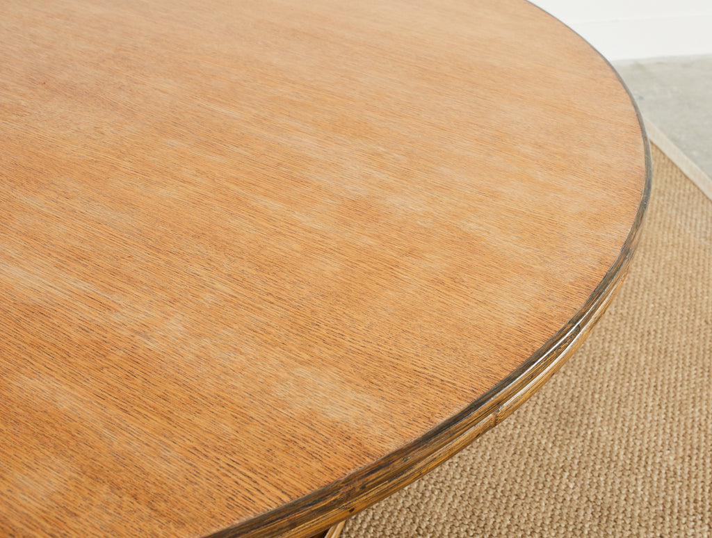 McGuire Organic Modern Round Rattan Oak Dining Table