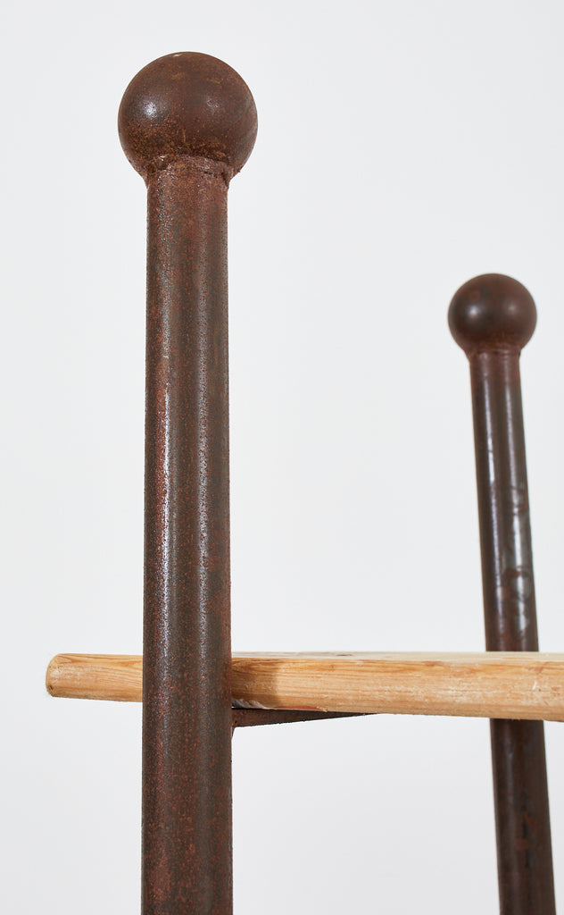 Pair of Patinated Iron and Pine Bakers Rack or Bookshelves