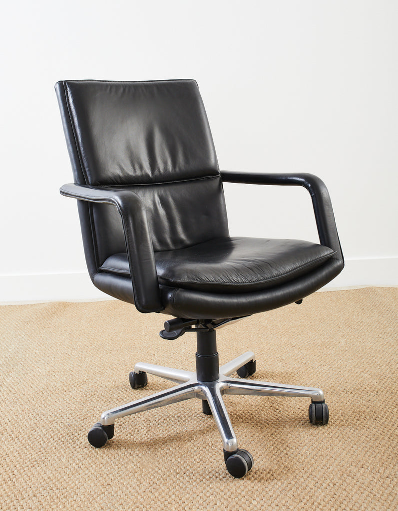 Keilhauer Elite 597 Black Leather Executive Office Armchair