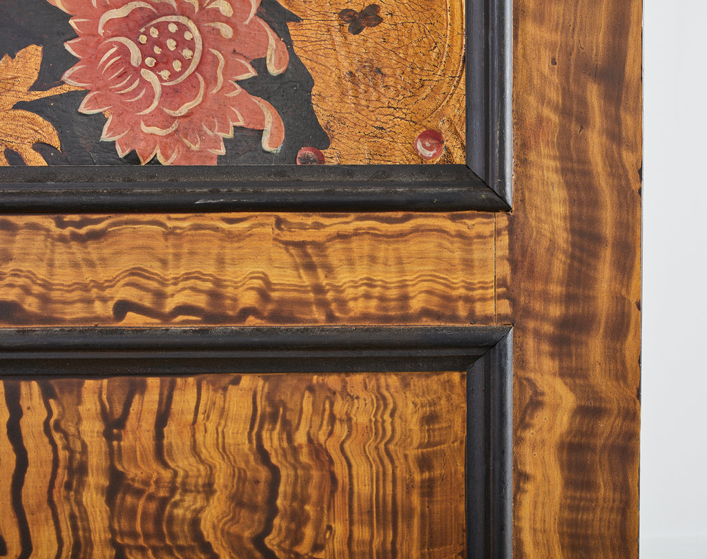 Pair of Art Nouveau Embossed Painted Leather Panel Screens