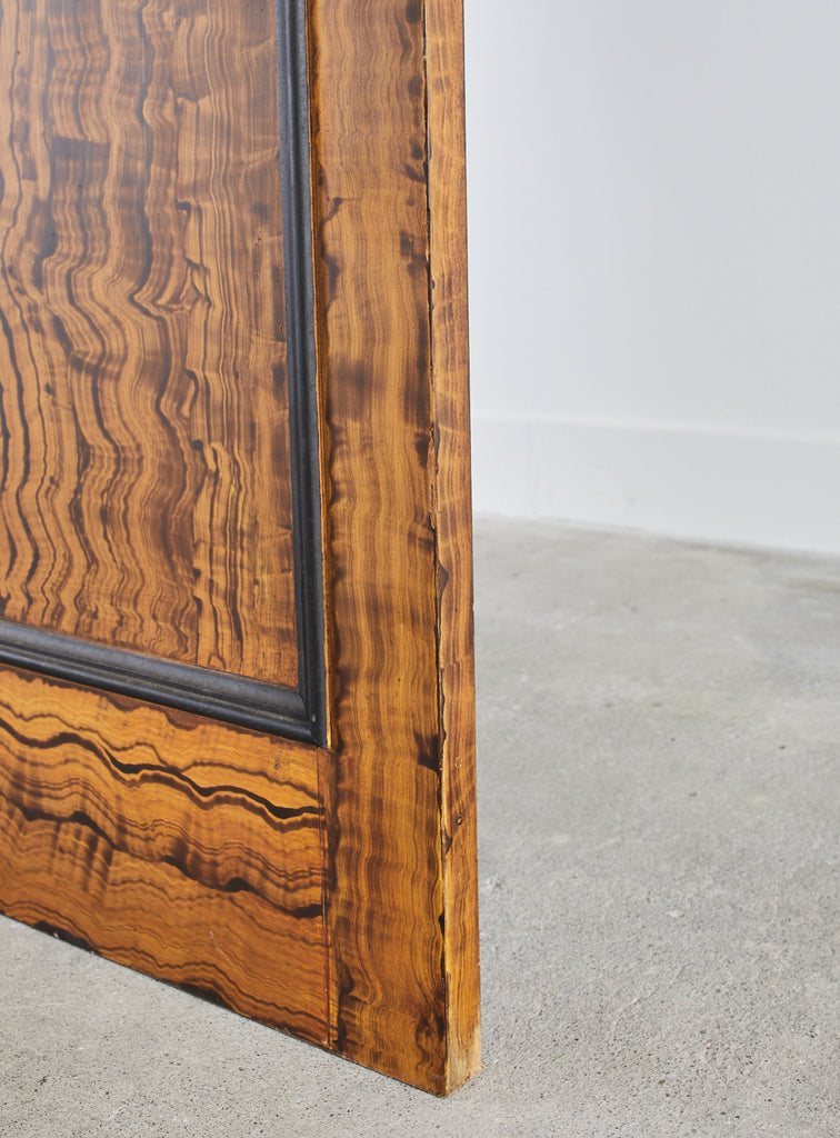 Pair of Art Nouveau Embossed Painted Leather Panel Screens