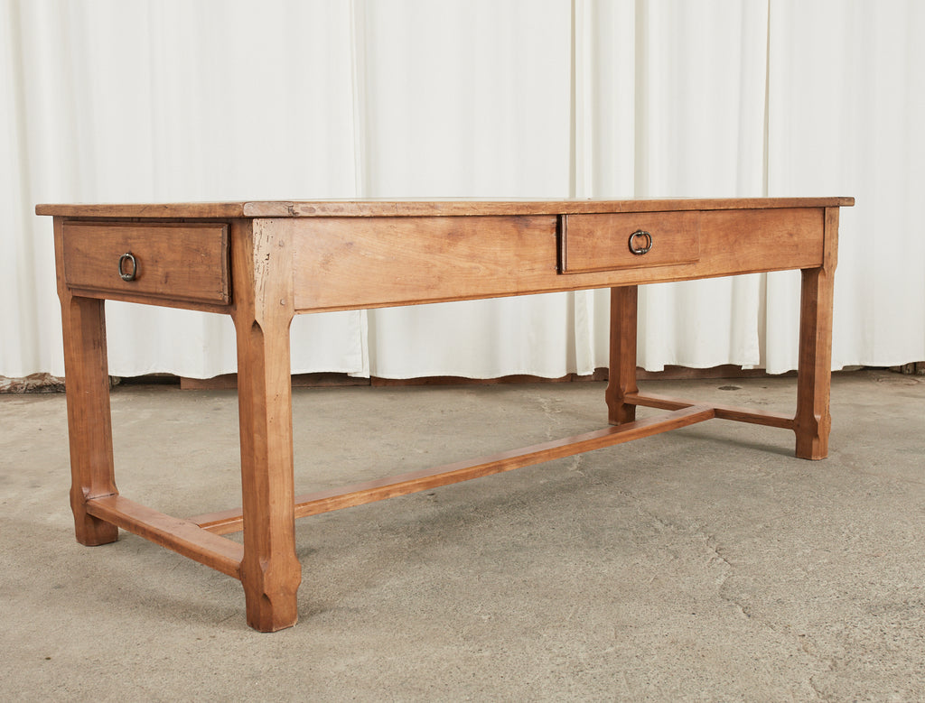 Country French Provincial Fruitwood Farmhouse Trestle Table