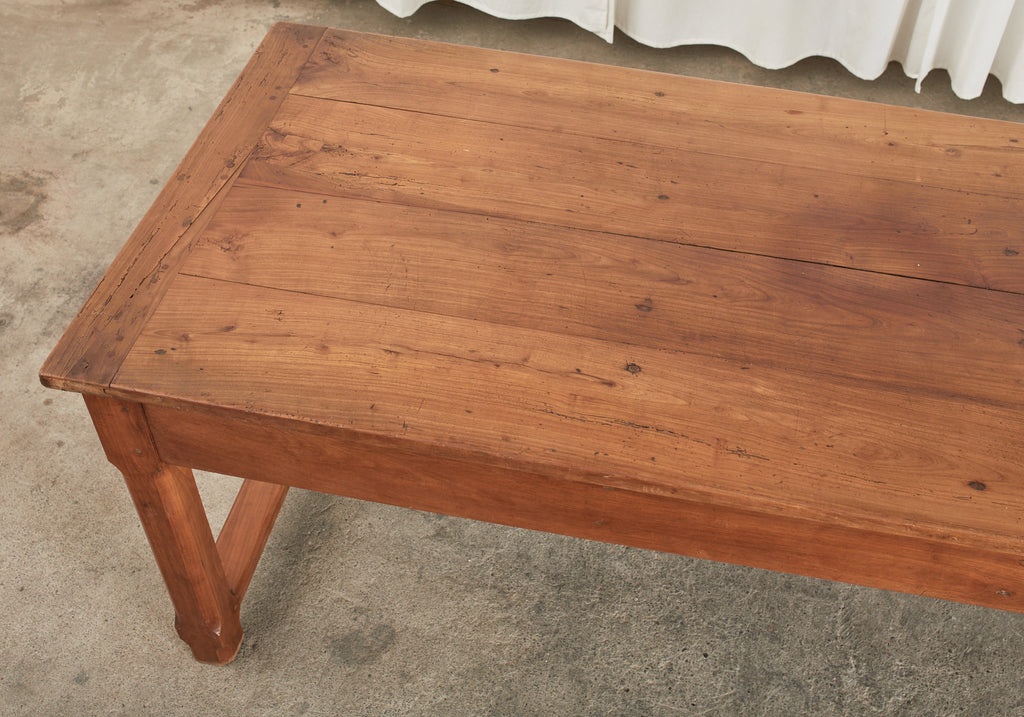 Country French Provincial Fruitwood Farmhouse Trestle Table