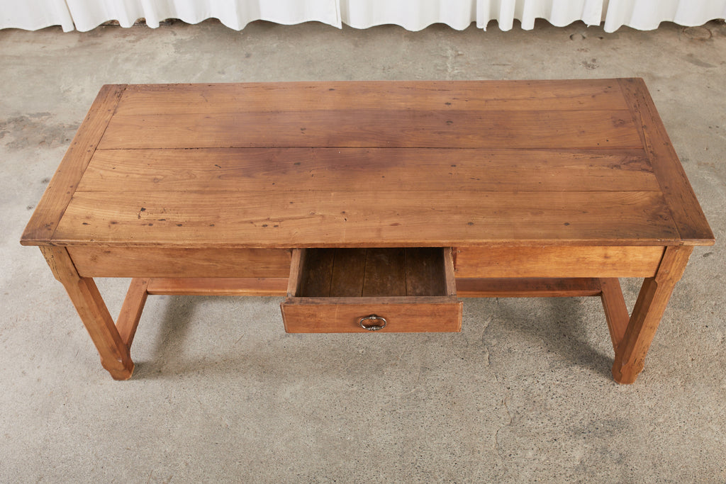 Country French Provincial Fruitwood Farmhouse Trestle Table