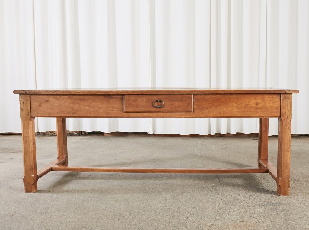 Country French Provincial Fruitwood Farmhouse Trestle Table