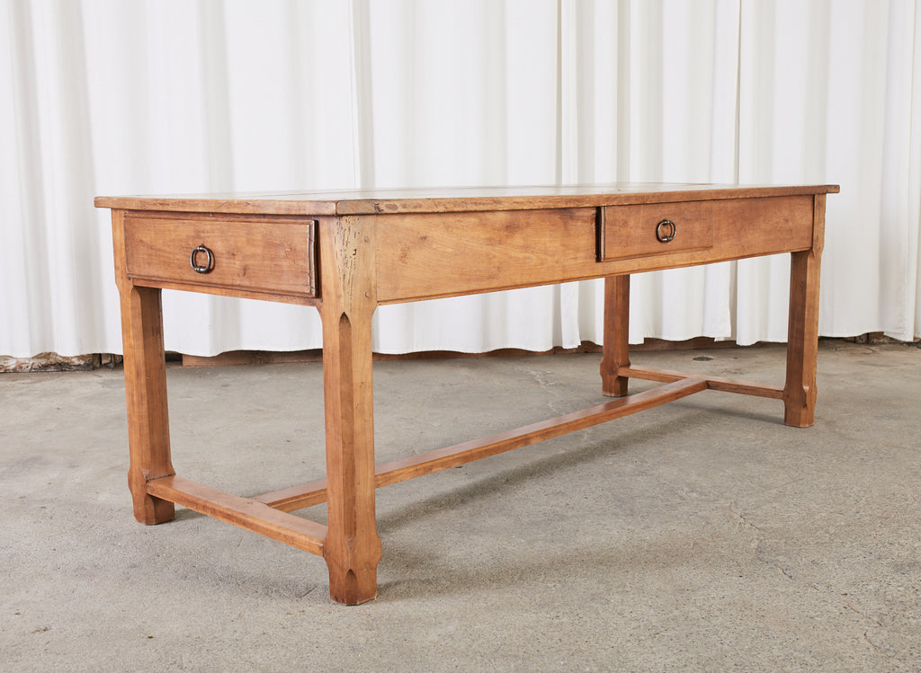 Country French Provincial Fruitwood Farmhouse Trestle Table