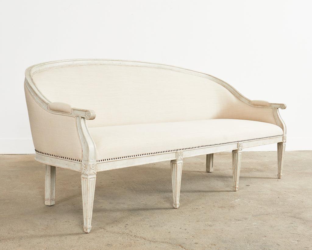 Neoclassical Swedish Gustavian Style Lacquered Cabriole Sofa Settee