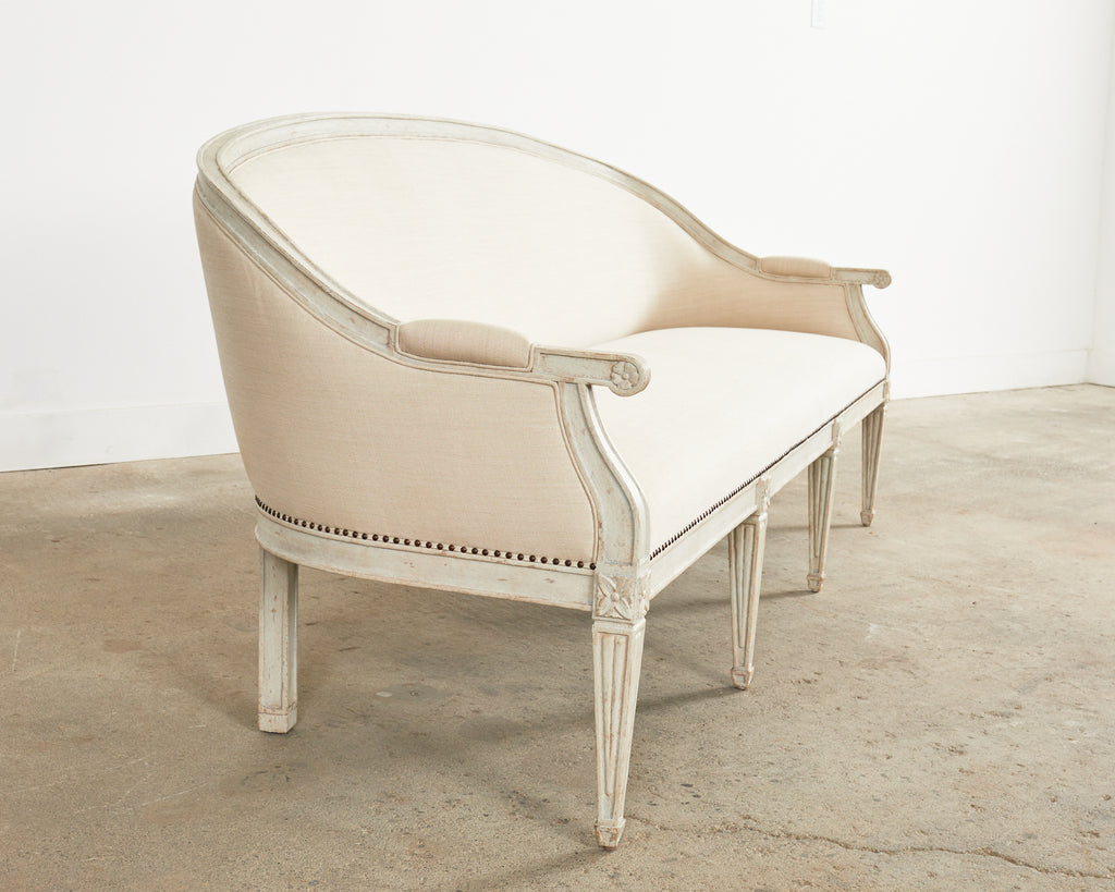 Neoclassical Swedish Gustavian Style Lacquered Cabriole Sofa Settee