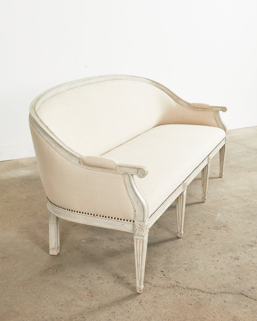 Neoclassical Swedish Gustavian Style Lacquered Cabriole Sofa Settee