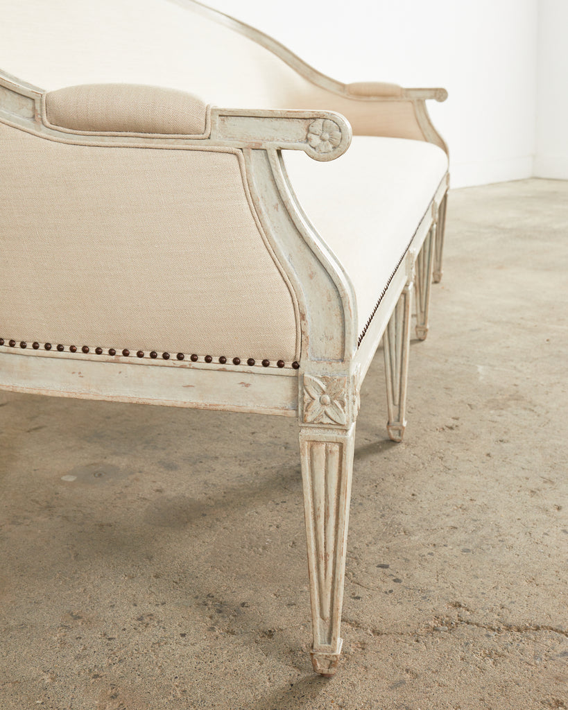 Neoclassical Swedish Gustavian Style Lacquered Cabriole Sofa Settee