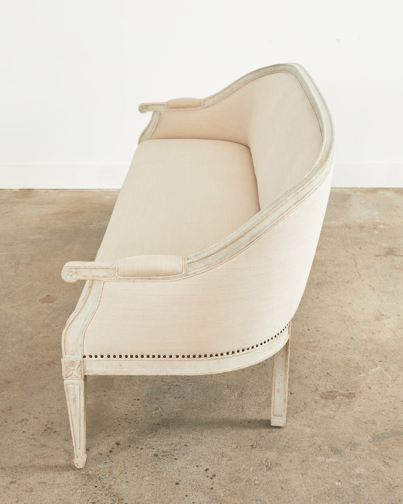 Neoclassical Swedish Gustavian Style Lacquered Cabriole Sofa Settee