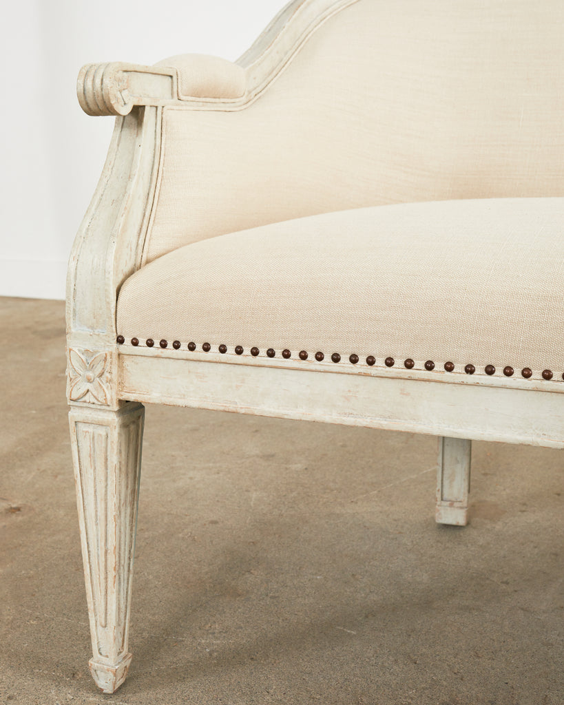 Neoclassical Swedish Gustavian Style Lacquered Cabriole Sofa Settee