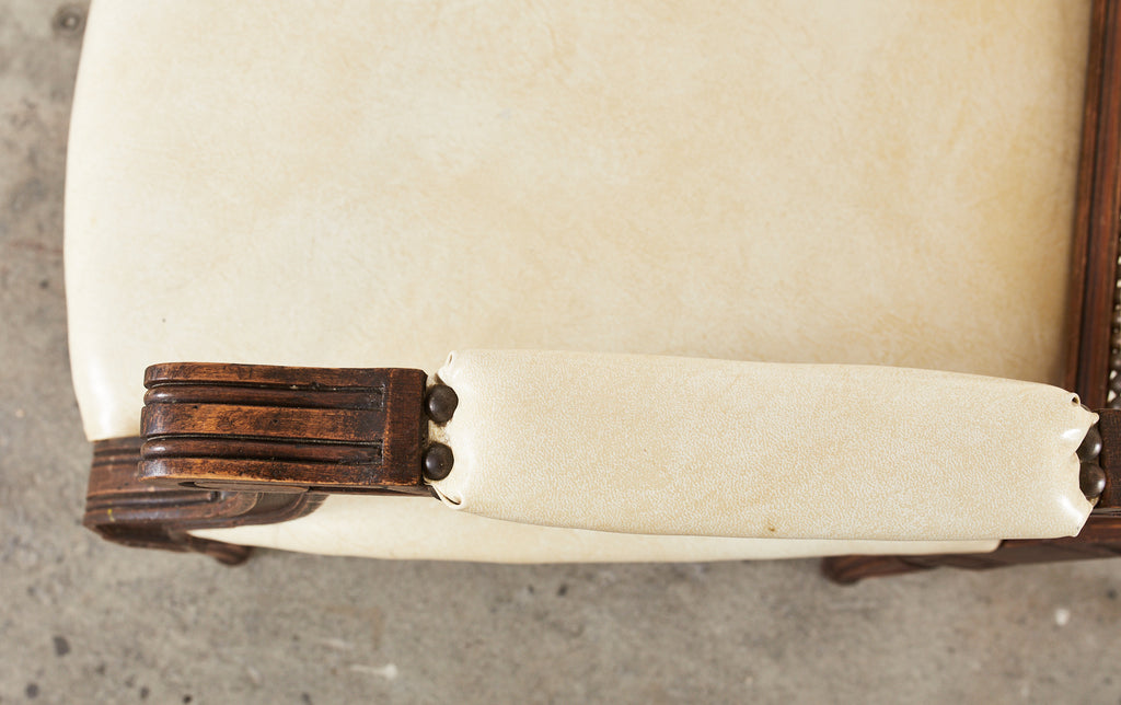 Set of Four French Louis XVI Style Mahogany Dining Armchairs