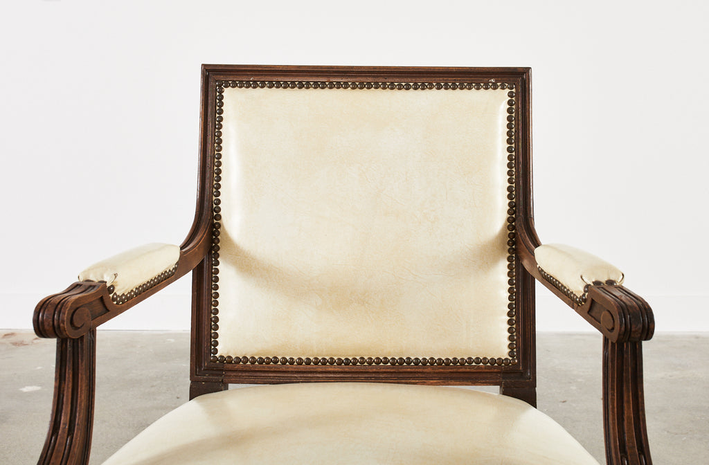 Set of Four French Louis XVI Style Mahogany Dining Armchairs