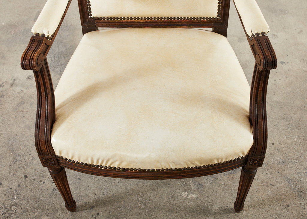 Set of Four French Louis XVI Style Mahogany Dining Armchairs
