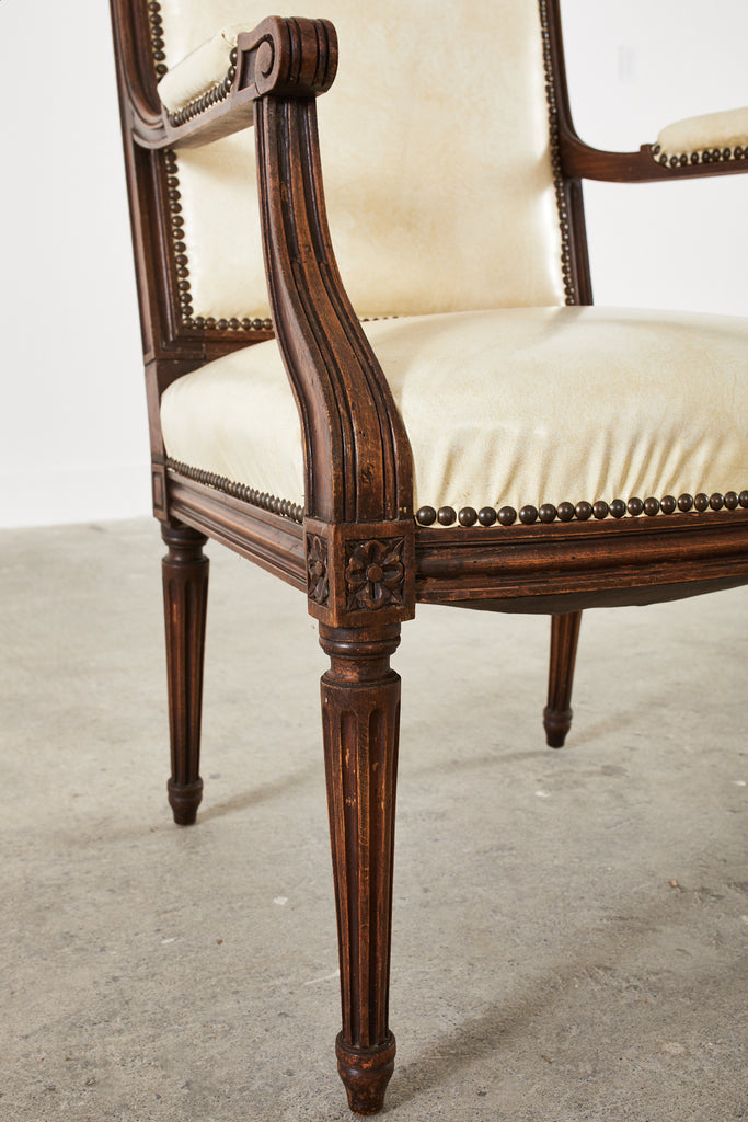 Set of Four French Louis XVI Style Mahogany Dining Armchairs