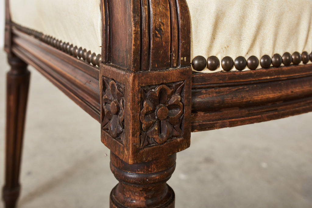 Set of Four French Louis XVI Style Mahogany Dining Armchairs