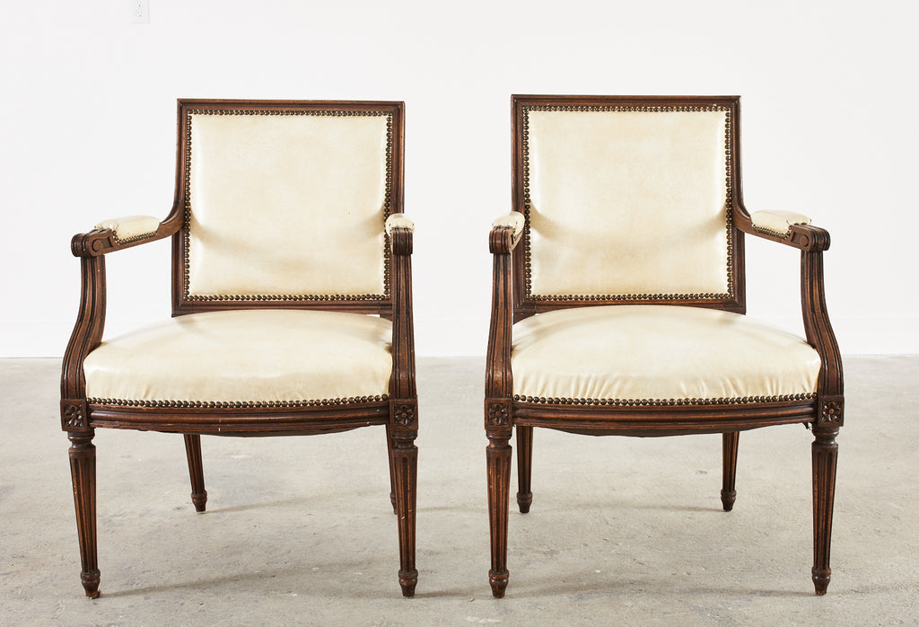 Set of Four French Louis XVI Style Mahogany Dining Armchairs