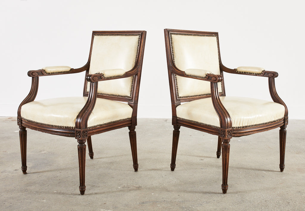 Set of Four French Louis XVI Style Mahogany Dining Armchairs