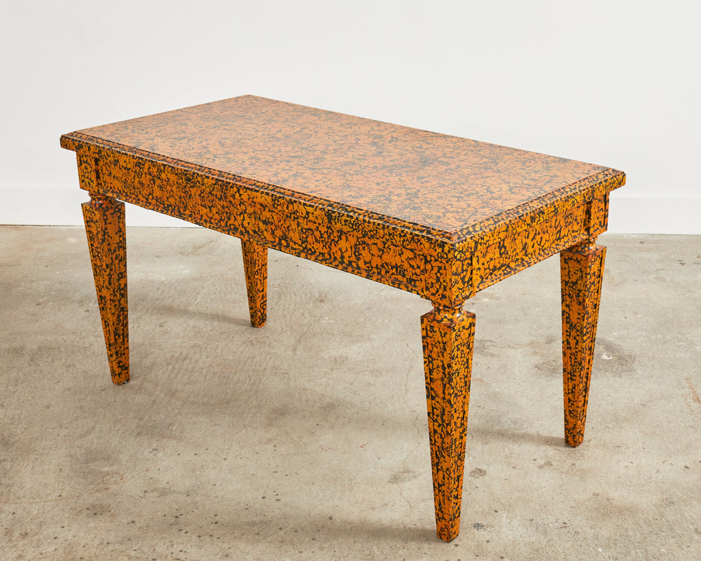English Regency Style Speckled Library Table by Ira Yeager
