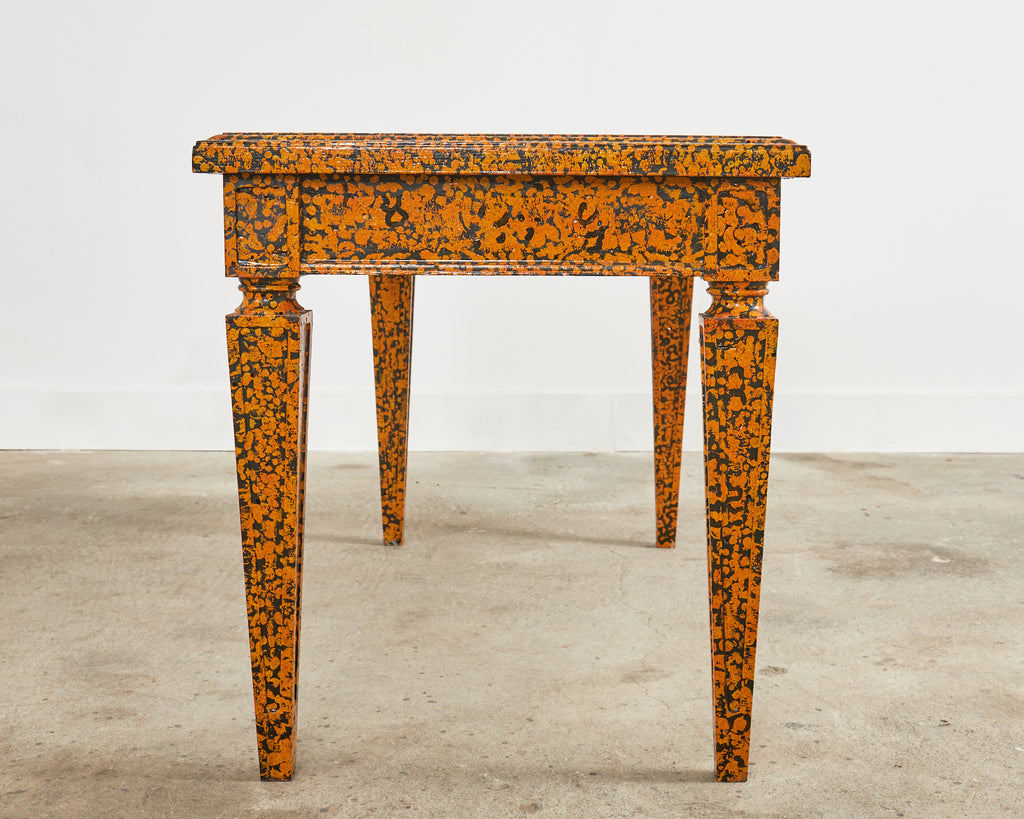 English Regency Style Speckled Library Table by Ira Yeager