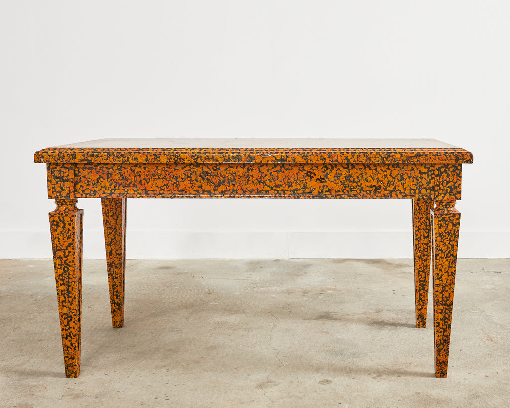 English Regency Style Speckled Library Table by Ira Yeager
