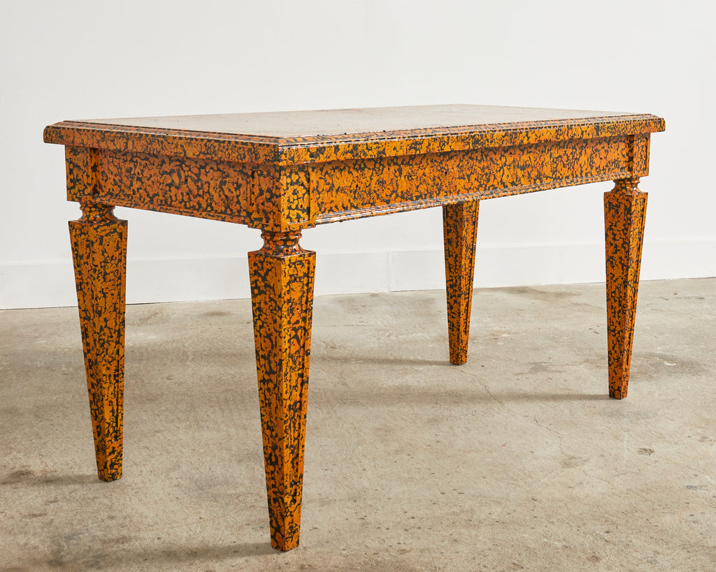 English Regency Style Speckled Library Table by Ira Yeager