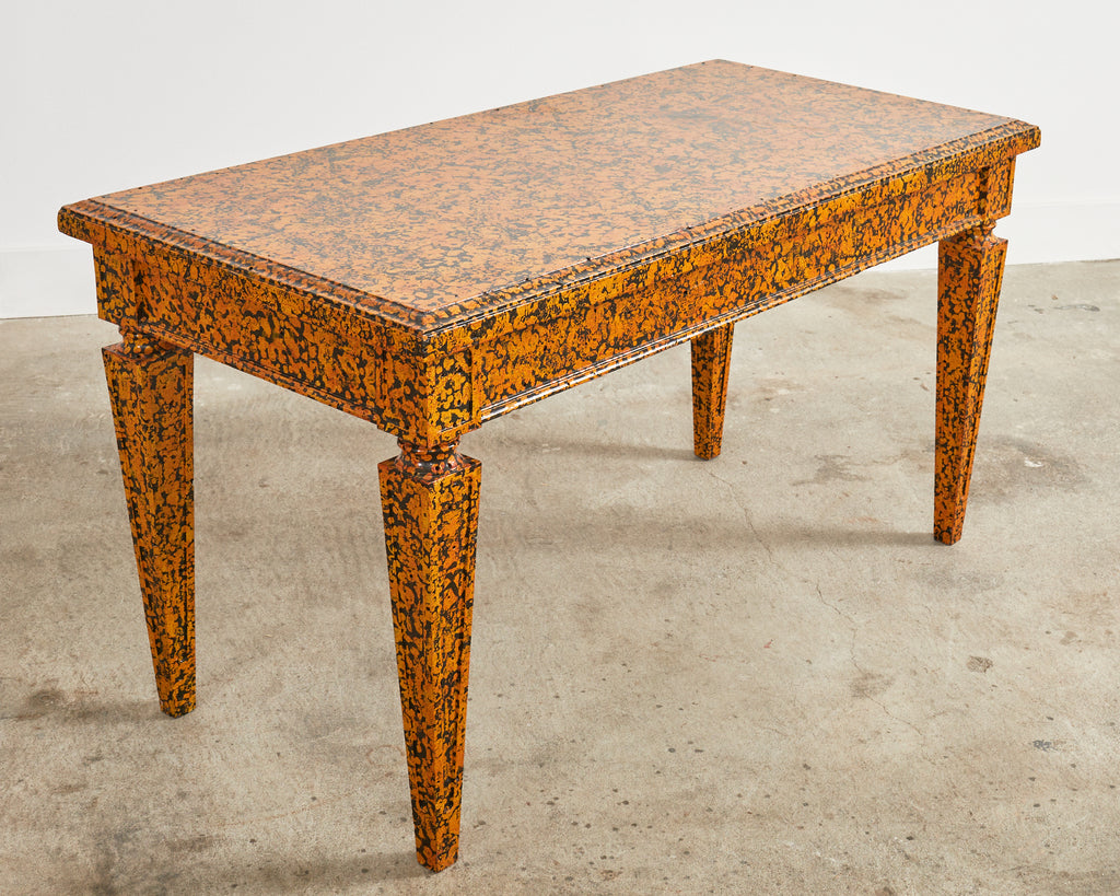English Regency Style Speckled Library Table by Ira Yeager