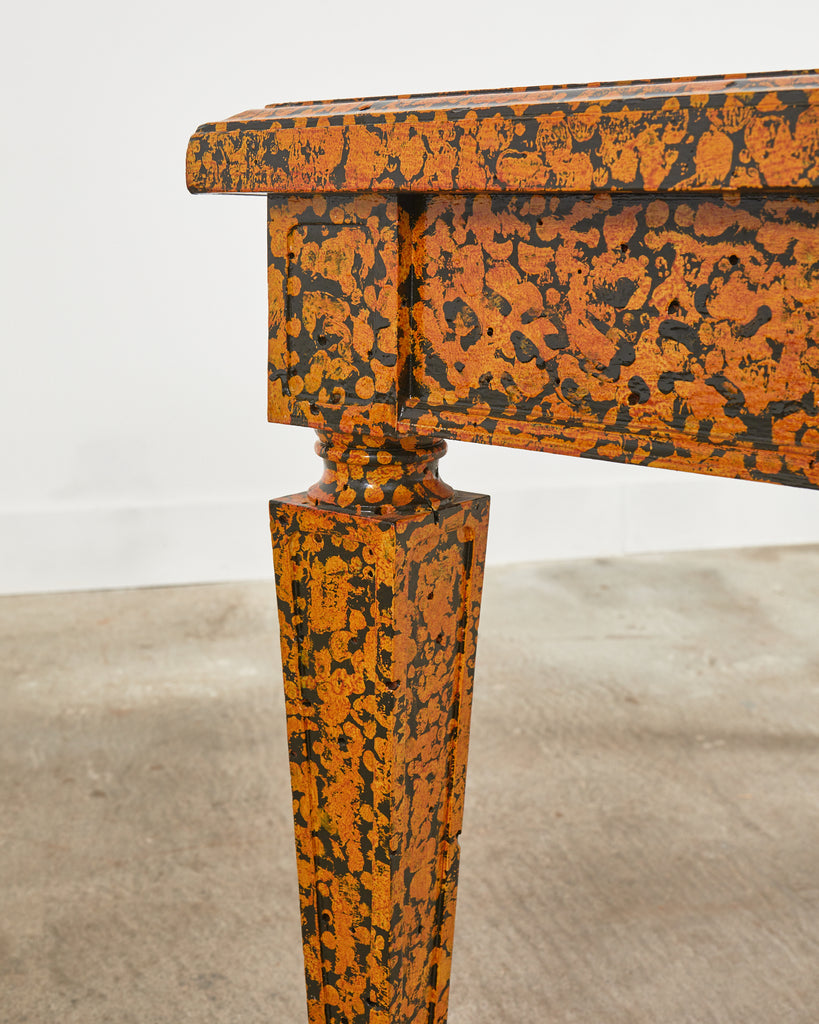 English Regency Style Speckled Library Table by Ira Yeager