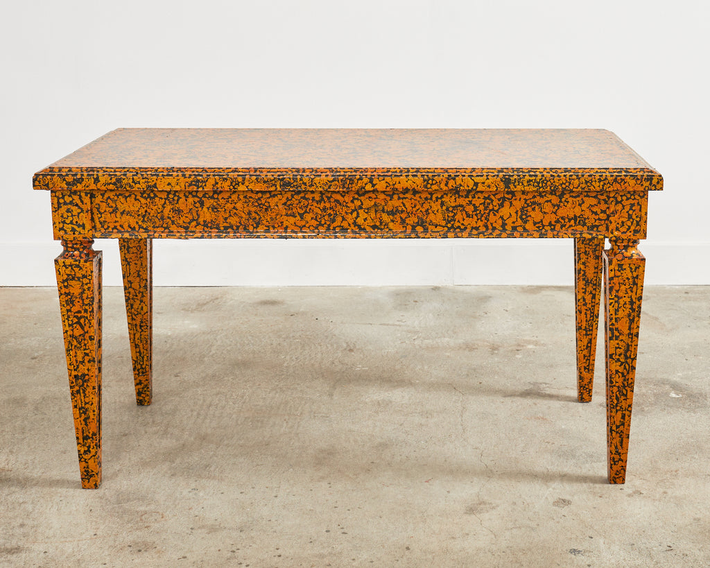 English Regency Style Speckled Library Table by Ira Yeager