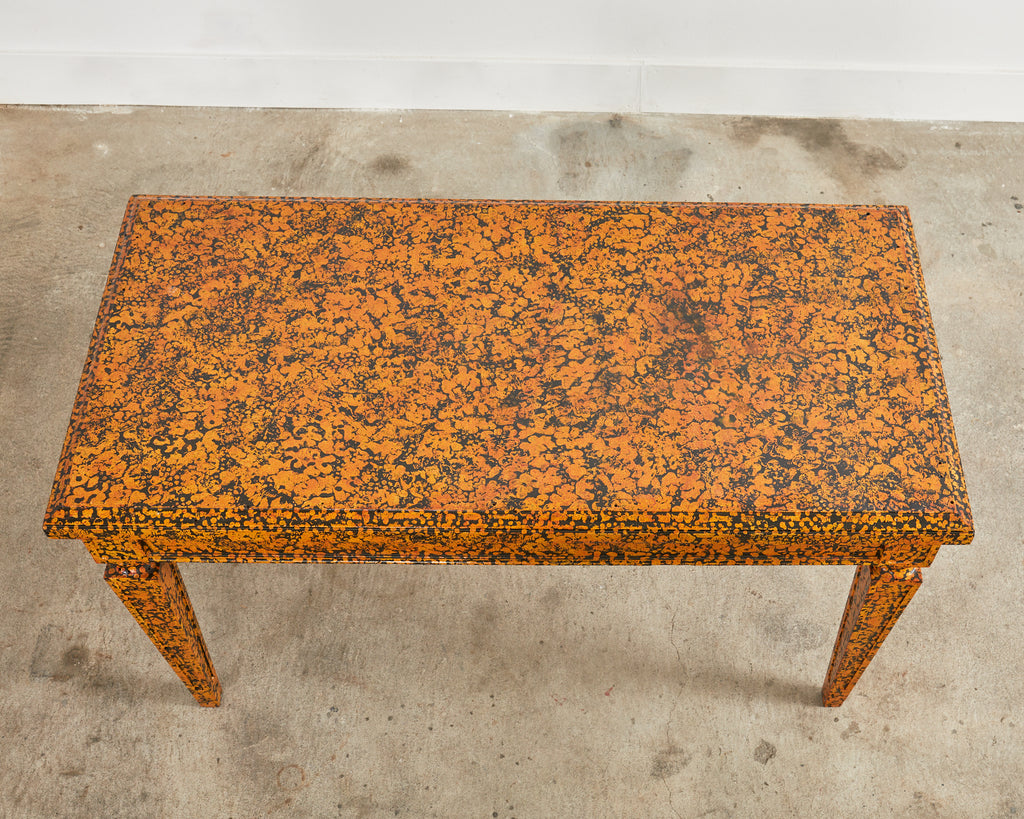 English Regency Style Speckled Library Table by Ira Yeager