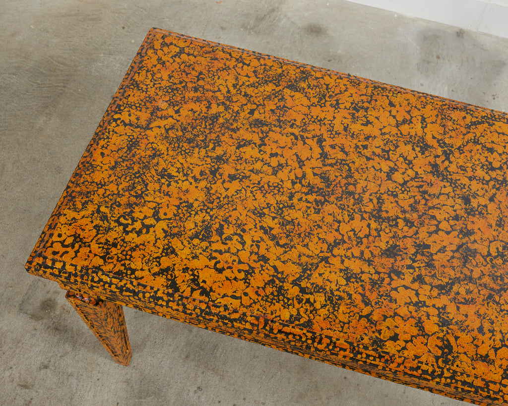 English Regency Style Speckled Library Table by Ira Yeager