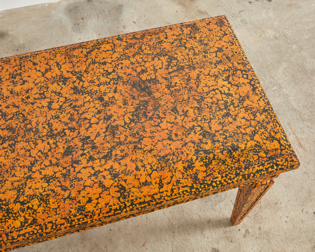 English Regency Style Speckled Library Table by Ira Yeager