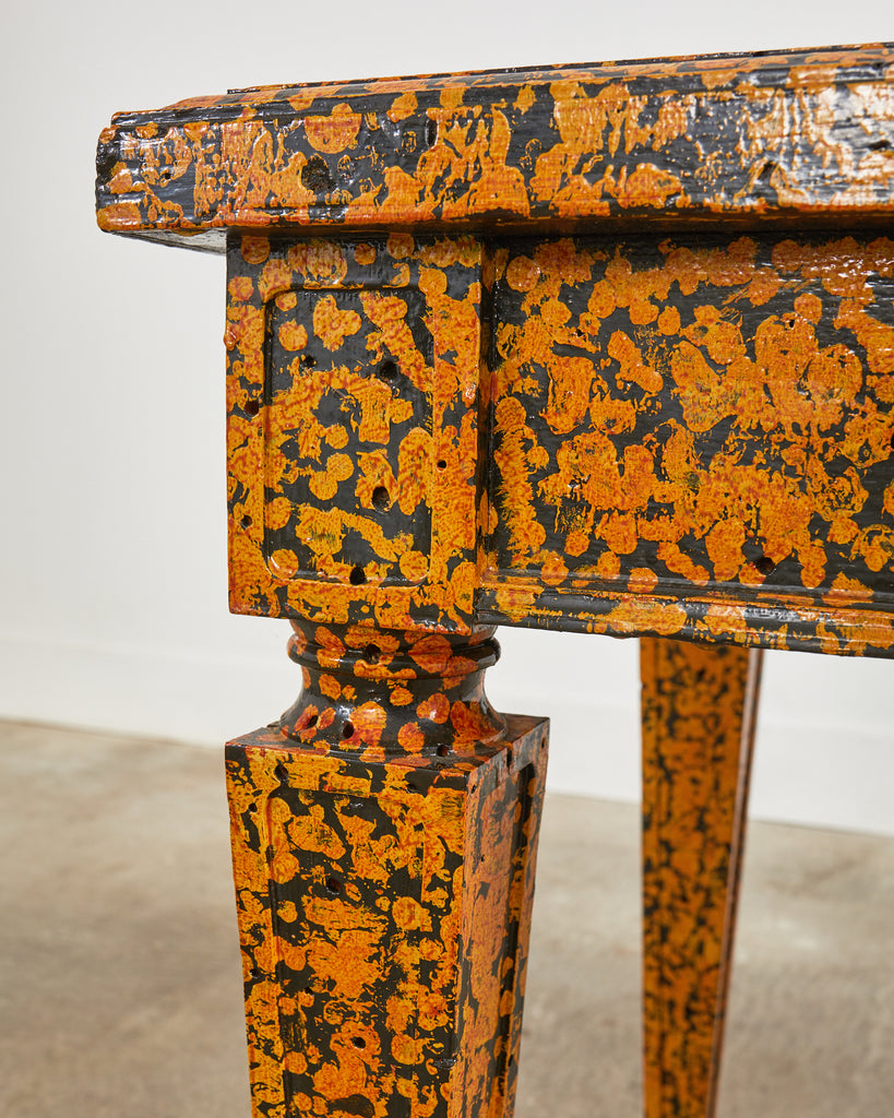 English Regency Style Speckled Library Table by Ira Yeager