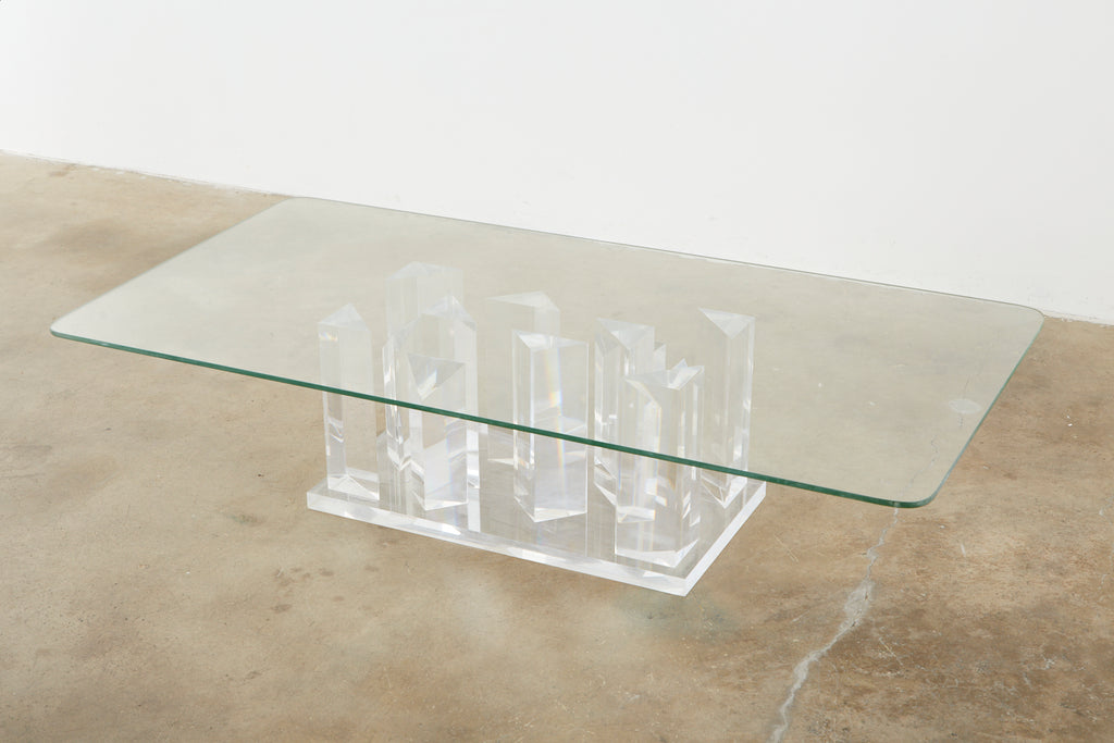 Hollywood Regency Lucite and Glass Stalagmite Cocktail Table