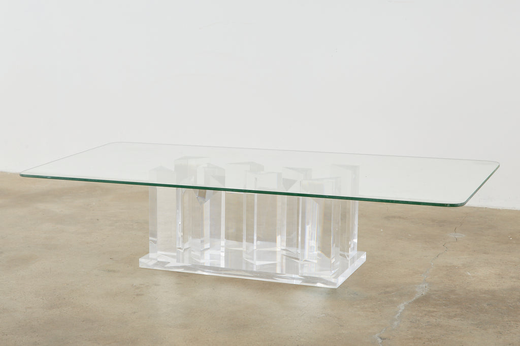 Hollywood Regency Lucite and Glass Stalagmite Cocktail Table