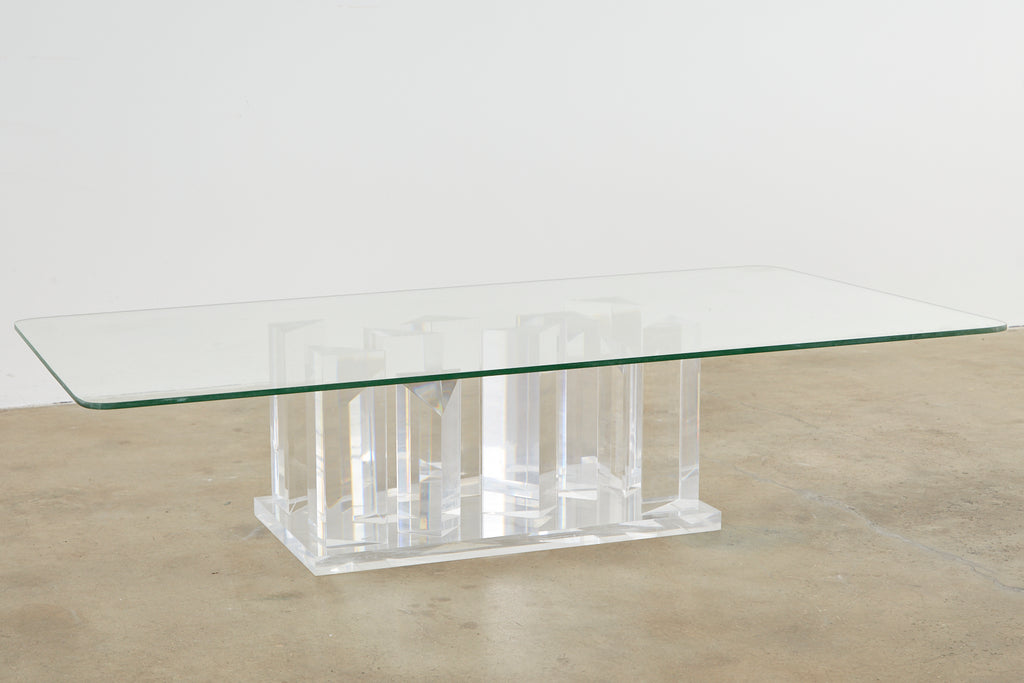 Hollywood Regency Lucite and Glass Stalagmite Cocktail Table