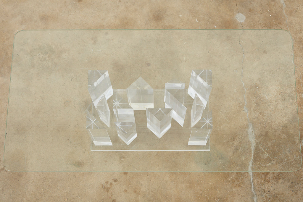 Hollywood Regency Lucite and Glass Stalagmite Cocktail Table