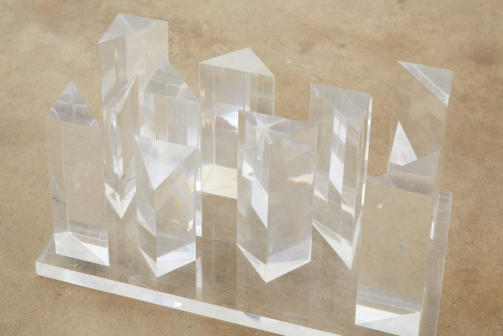 Hollywood Regency Lucite and Glass Stalagmite Cocktail Table