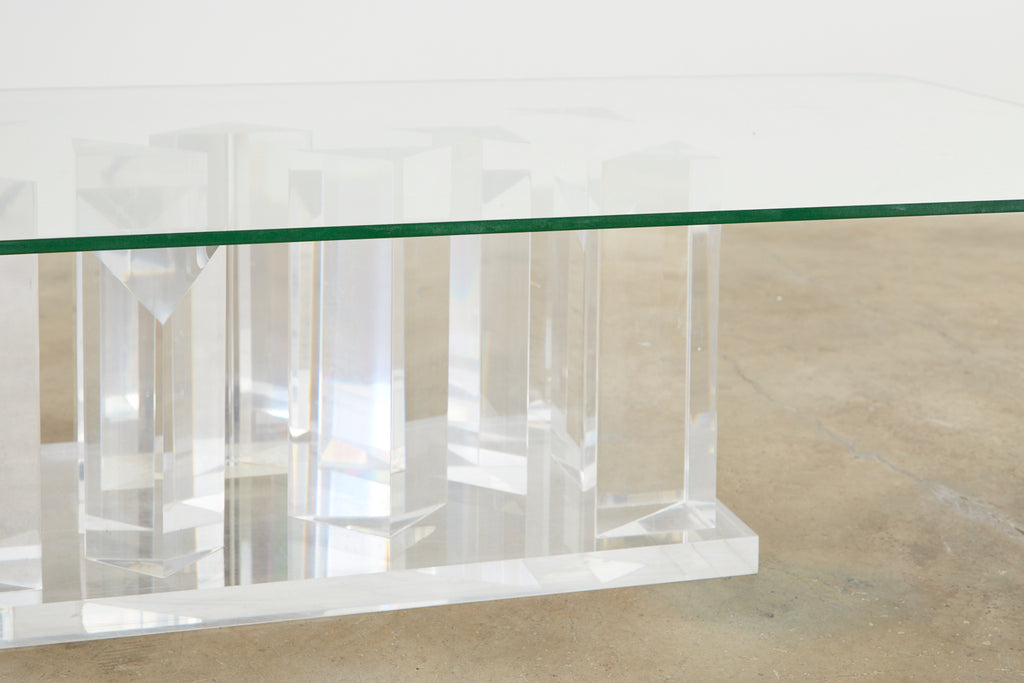 Hollywood Regency Lucite and Glass Stalagmite Cocktail Table