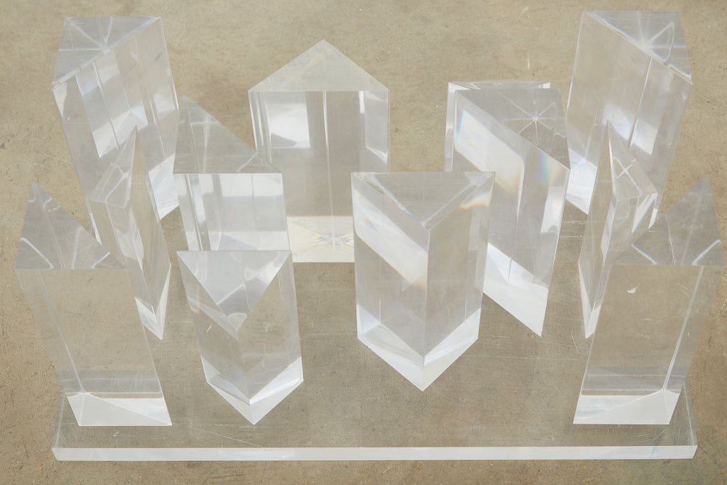 Hollywood Regency Lucite and Glass Stalagmite Cocktail Table