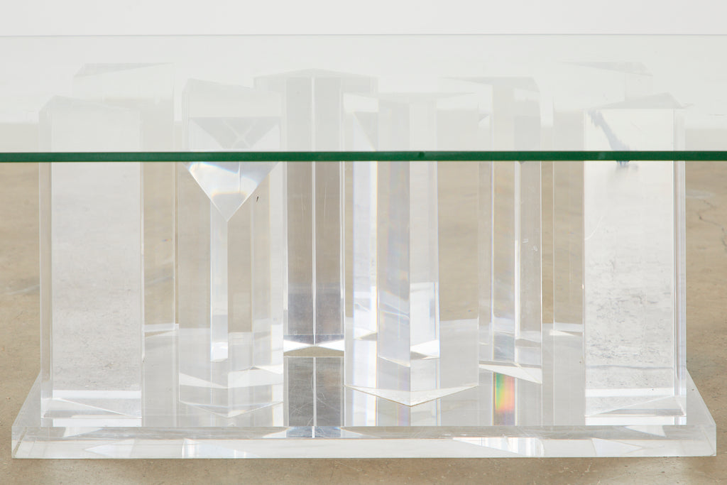 Hollywood Regency Lucite and Glass Stalagmite Cocktail Table