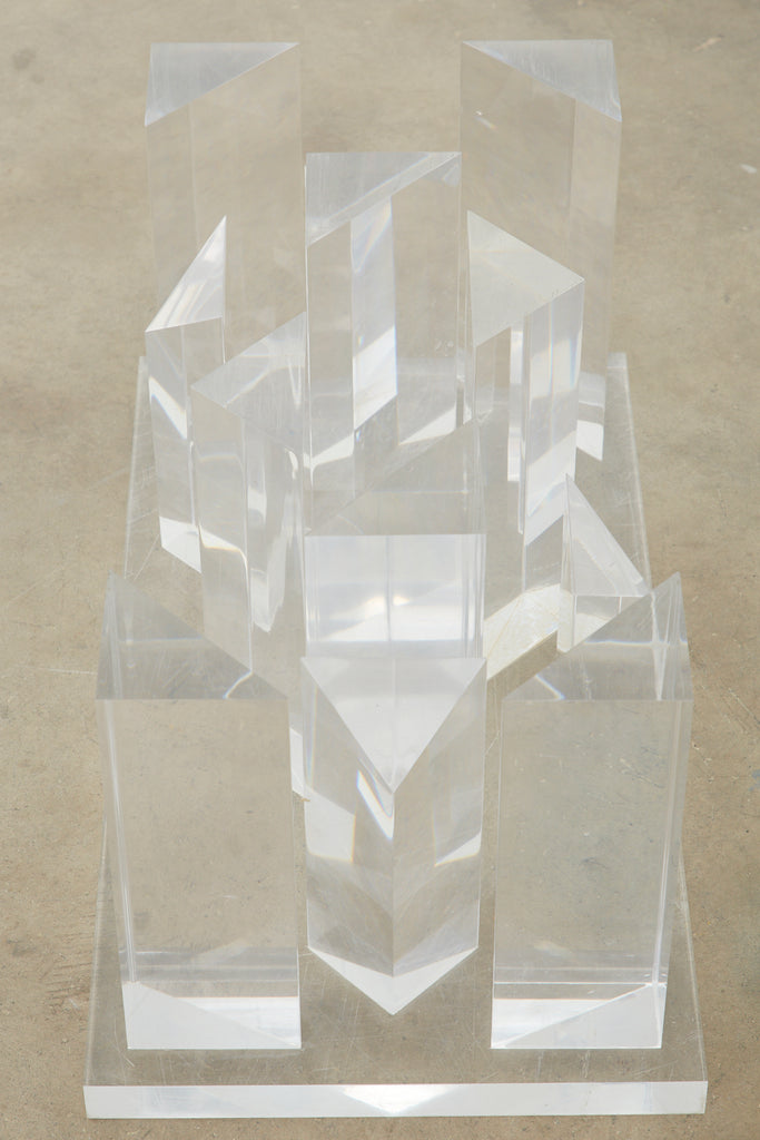 Hollywood Regency Lucite and Glass Stalagmite Cocktail Table