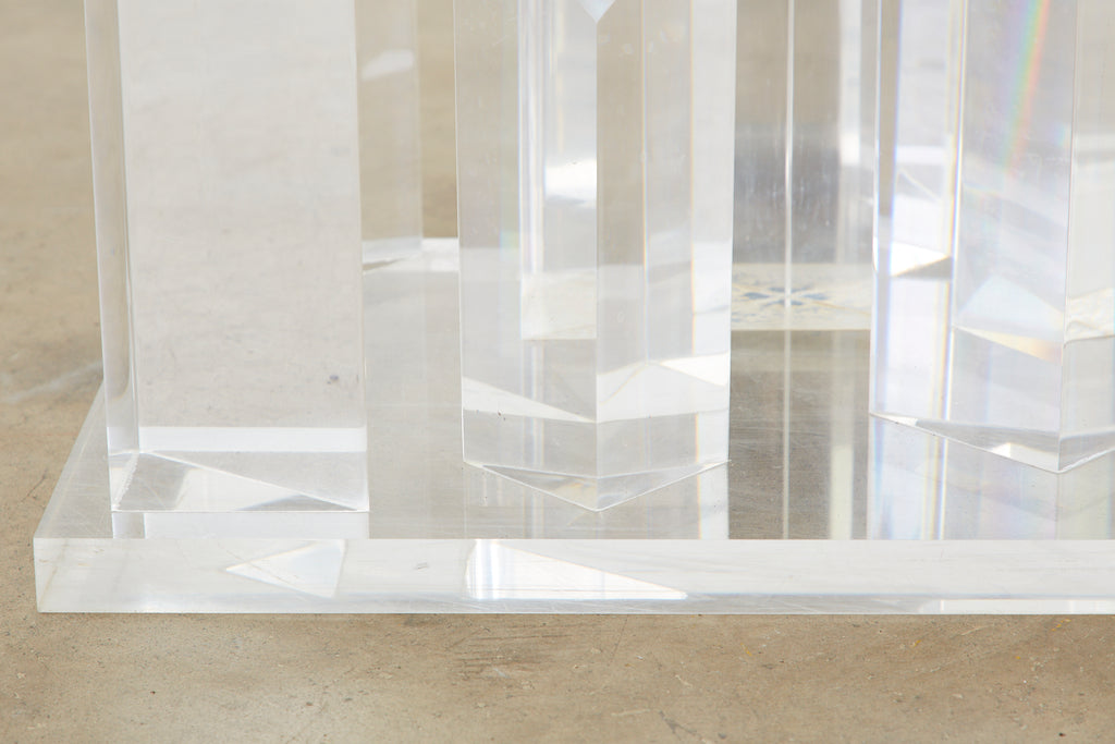 Hollywood Regency Lucite and Glass Stalagmite Cocktail Table