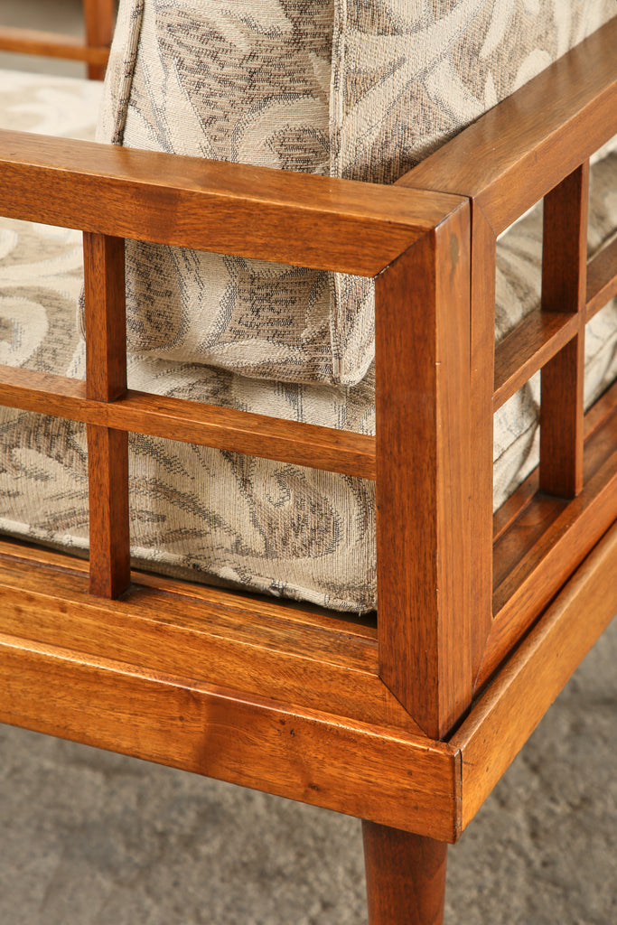 Pair of Mid-Century Mahogany Cube Chairs by Henredon