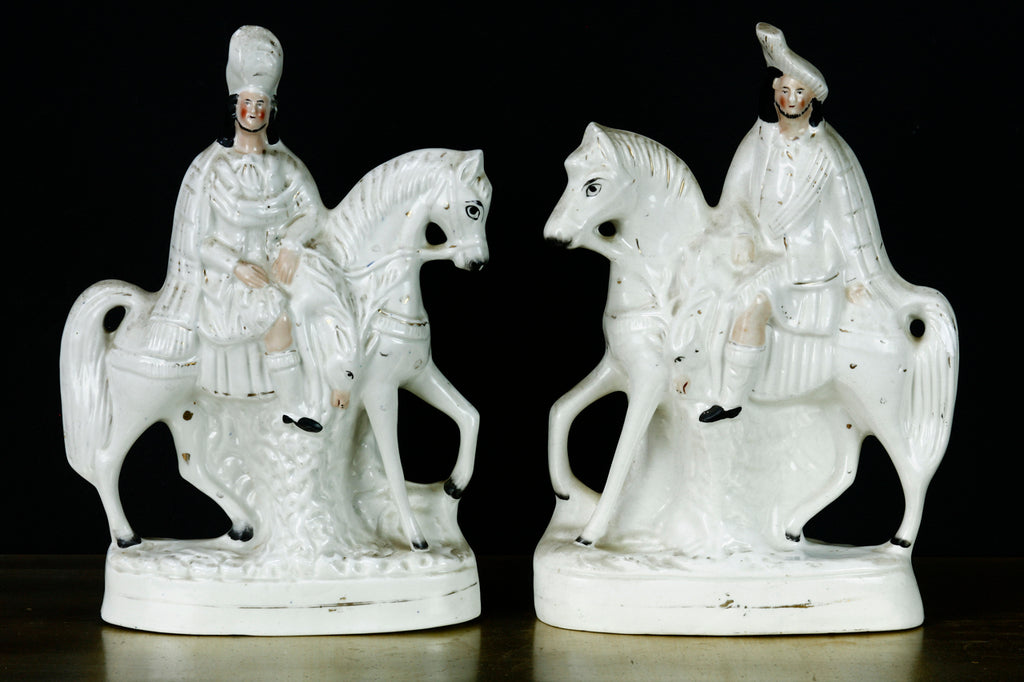 Pair of 19th Century Staffordshire Scottish Highlander Hunters