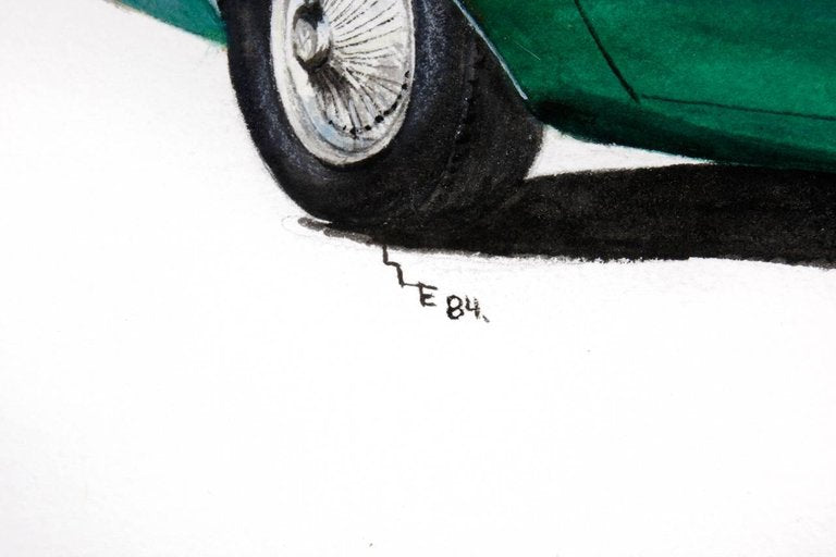 Green Olds 442 Muscle Car Original Americana Watercolor