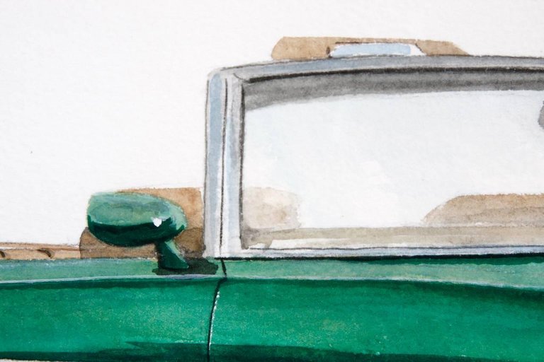 Green Olds 442 Muscle Car Original Americana Watercolor